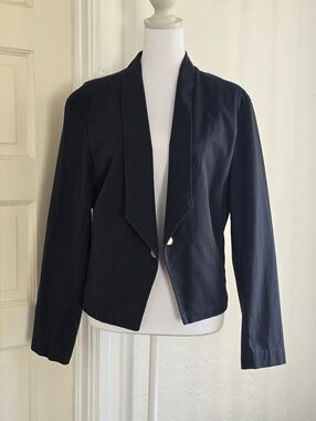 Black Women's Open Front Blazer Jacket - Classic Tailored Style